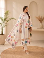 Very Attractive Pure Khadi Cotton Multi-Thread Handwork A-Line Kurta Set
