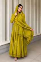 Very Beautiful Lime Green Embroidered Anarkali Suit Set