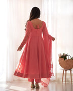 Attractive Embroidered Soft Fox Georgette Anarkali Suit Set with Dupatta