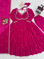 Neha Elegant Rani Pink Faux Georgette Anarkali Suit Set