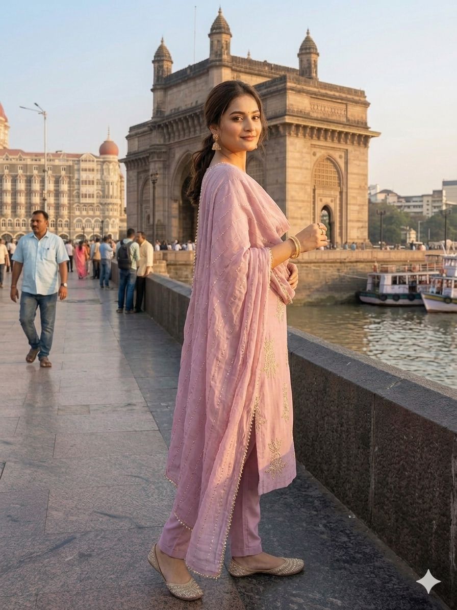 Elegant Pink Chinon 3-Piece Festive Salwar Suit Set with Sequin Work