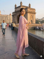 Elegant Pink Chinon 3-Piece Festive Salwar Suit Set with Sequin Work