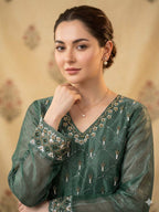 Pastel Green Fendy Silk Sharara Suit Set with Sequence Embroidery Work