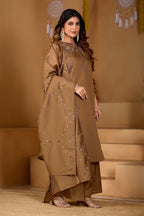 Beautiful Brown Viscose Mango Silk Anarkali Kurti Set
