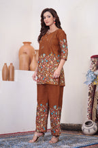 Elegant Rust Designer Pure Cotton Co-ord Set