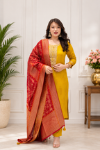 Designer Pure Banarasi Jacquard Weaving Suit Set with Dupatta