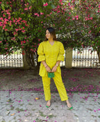 New Designer Lime Green Embroidered Cotton Co-ord Set