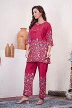 Beautiful Pink Designer Pure Cotton Co-ord Set