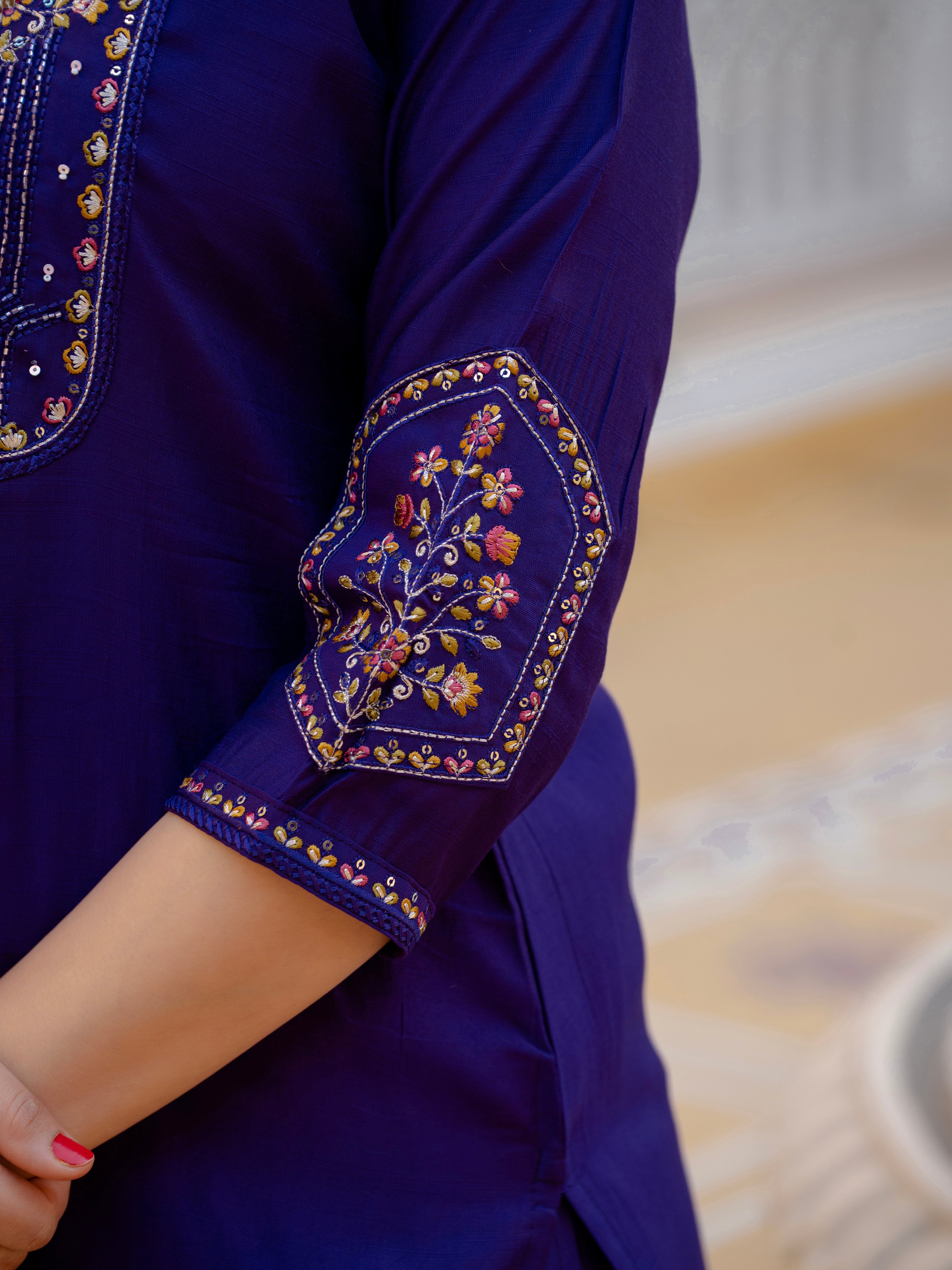 Designer Embroidered Mango Silk Suit Set for Women
