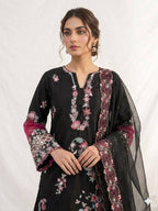 New Designer Black Crape Silk Embroidered Sharara Suit Set with Organza Dupatta