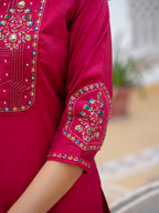 Pink Mango Silk Traditional Dress with Embroidered Dupatta