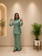 Very Beautiful Sage Green Salsa Silk HandWork Co-Ord Set