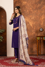 Designer Marina Silk Kurta Pant Dupatta Set