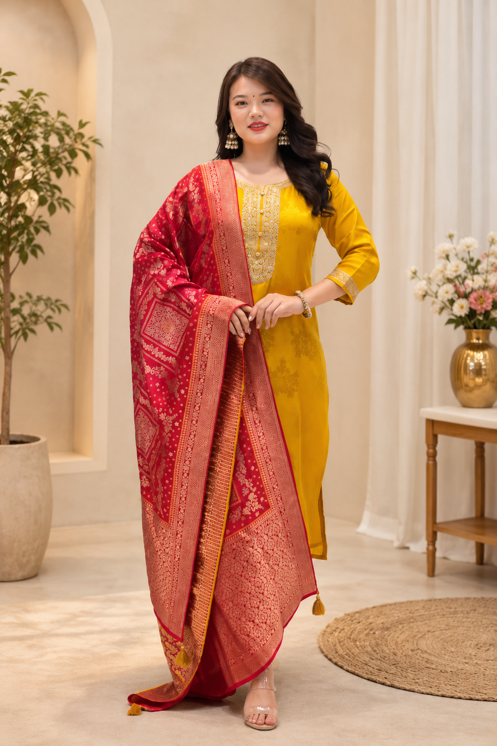 Designer Pure Banarasi Jacquard Weaving Suit Set with Dupatta