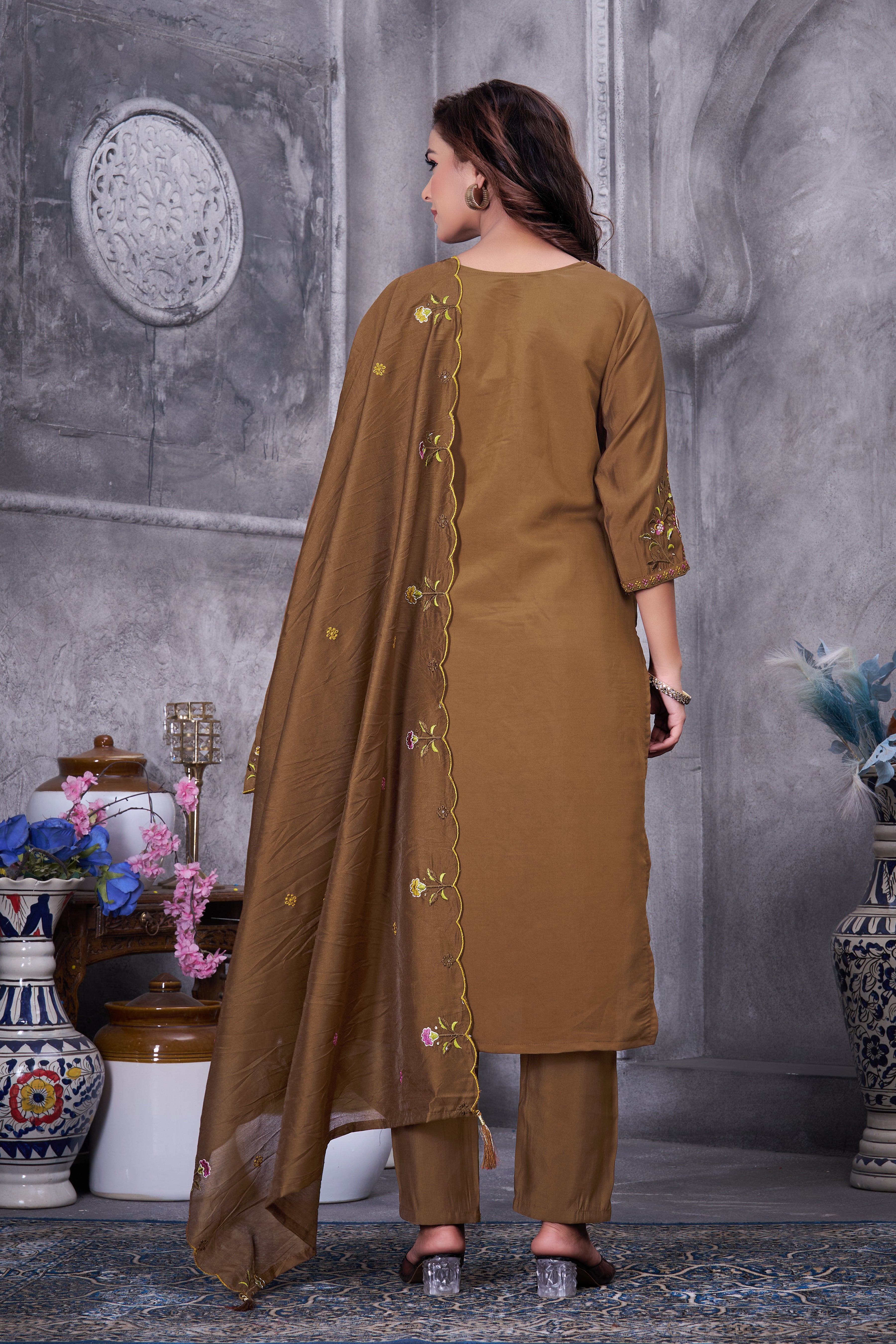 Premium Roman Silk Traditional Women’s Suit Set