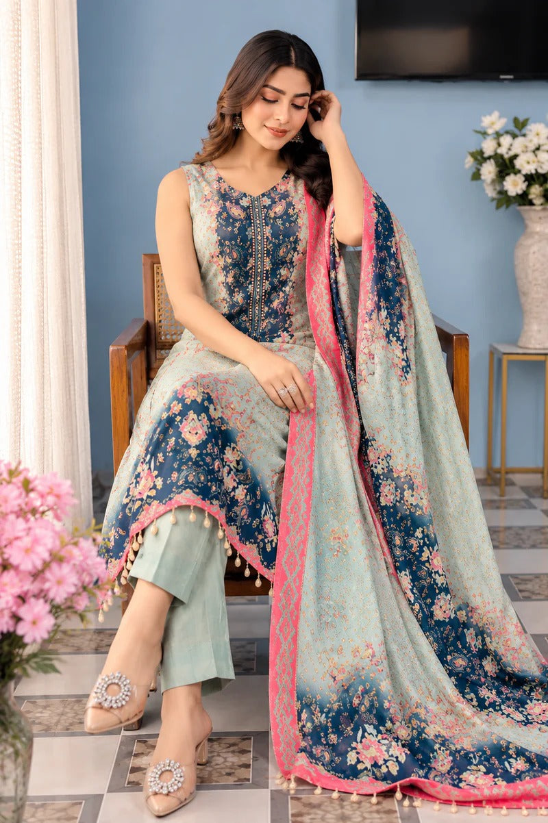 Elegant Floral Printed Muslin Ethnic Suit for Women