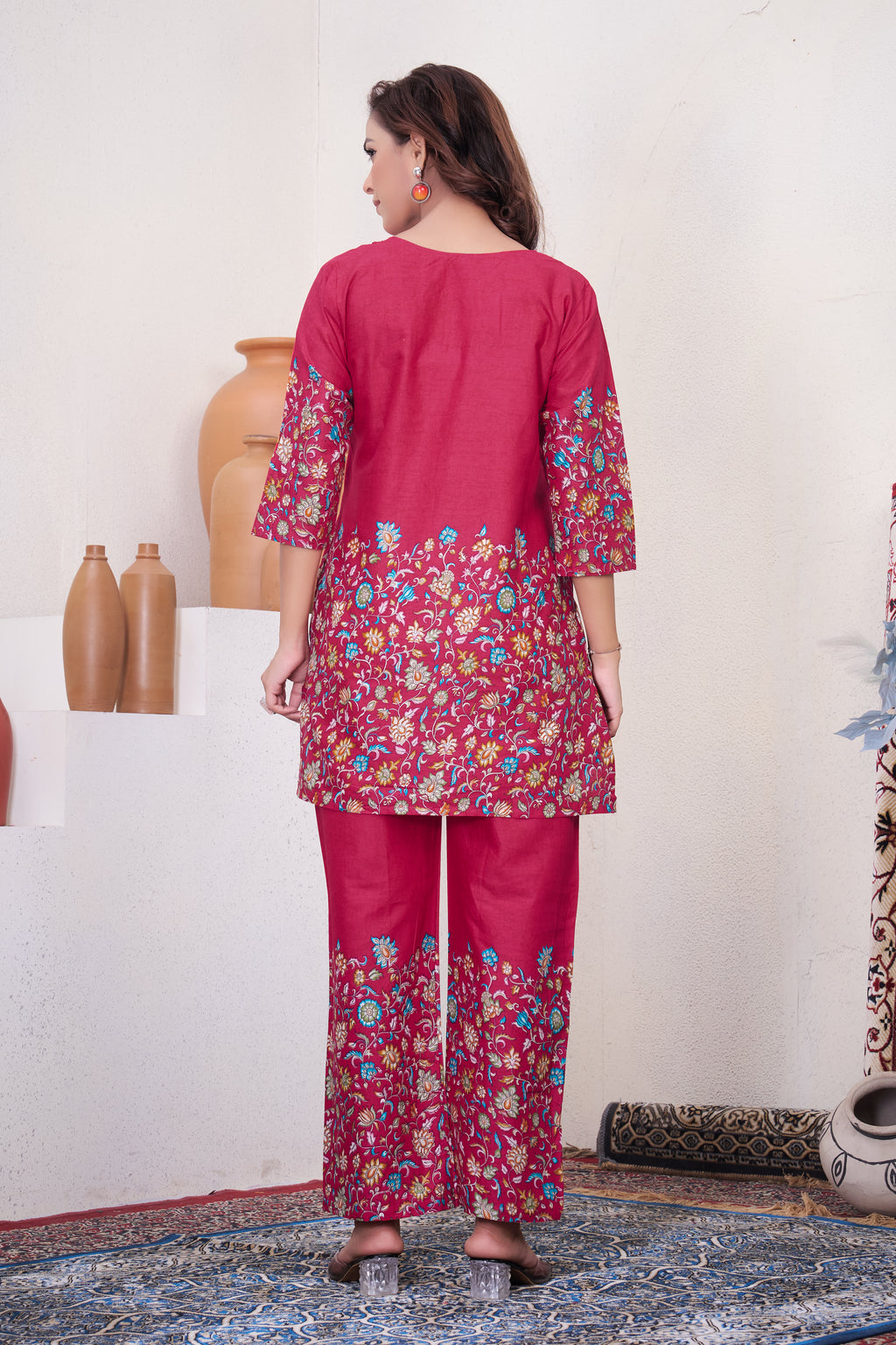 Beautiful Pink Designer Pure Cotton Co-ord Set