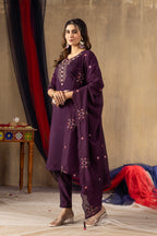 Elegant Roman Silk Kurta Pant Dupatta Set for Women