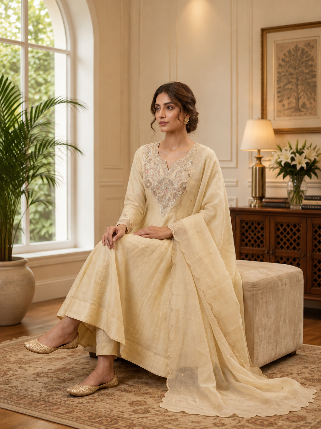 Very Beautiful Festive Sequence Embroidered Coss Moss Anarkali Suit Set