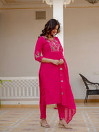 Elegant Pink Embroidered Ethnic Kurta Set for Women