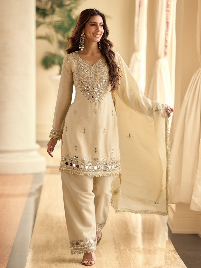 Noor-e-Ivory Vichitra Silk Festive Suit Set