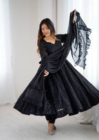 Beautiful Embroidered Soft Fox Georgette Anarkali Suit Set with Dupatta