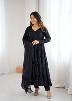 Beautiful Embroidered Soft Fox Georgette Anarkali Suit Set with Dupatta