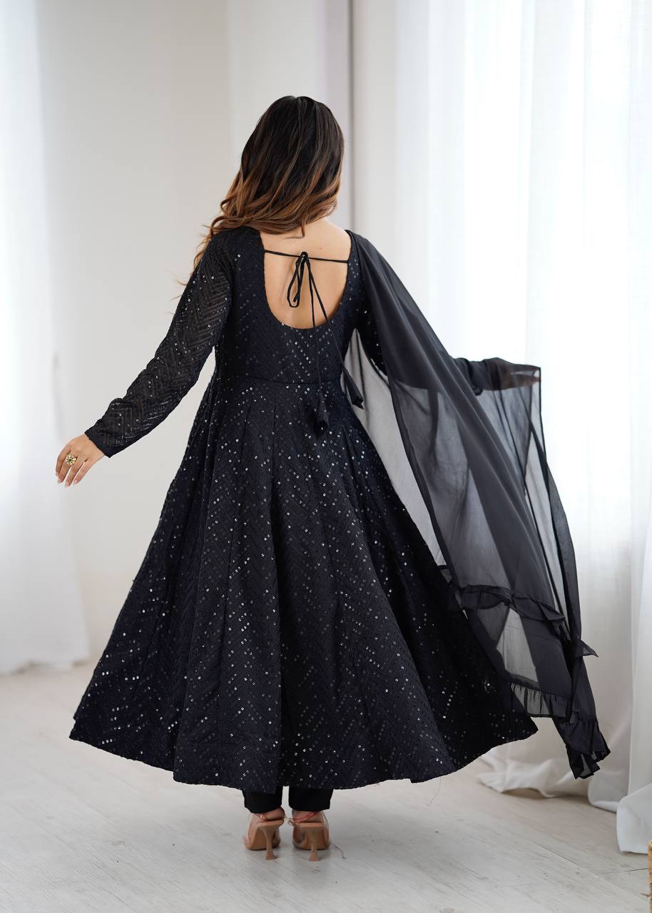 Beautiful Embroidered Soft Fox Georgette Anarkali Suit Set with Dupatta