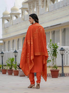 Women’s Orange Roman Silk Party Wear Suit Set