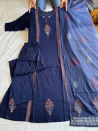 Very Attractive Blue Pure Cotton Hand Block Print Suit Set