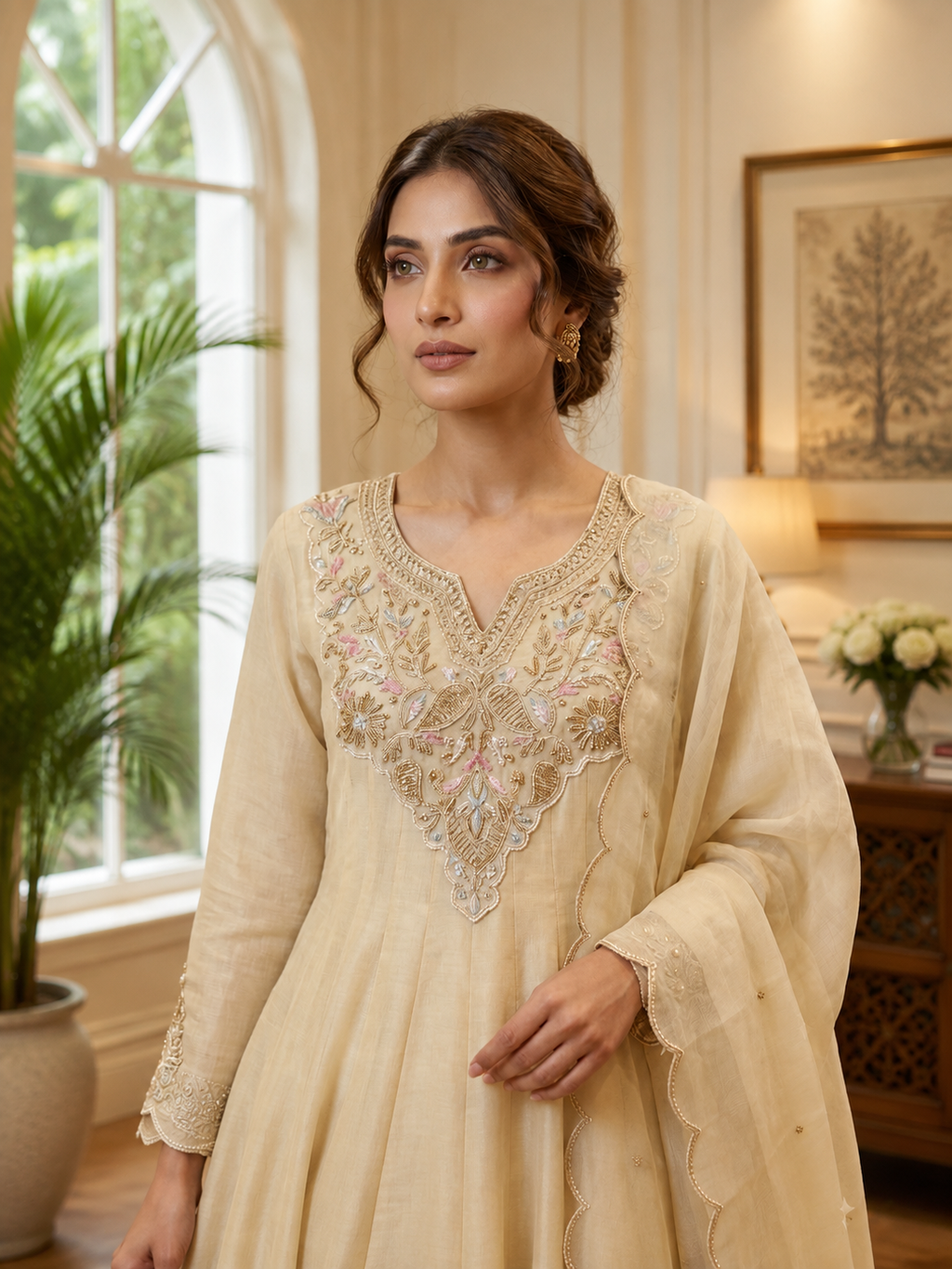 Very Beautiful Festive Sequence Embroidered Coss Moss Anarkali Suit Set