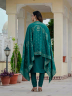 Traditional Roman Silk Embroidered Suit Set with Dupatta