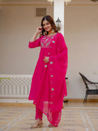 Elegant Pink Embroidered Ethnic Kurta Set for Women