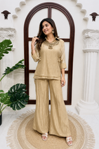 Premium Beige Salsa Crushed Festive Co-Ord Set