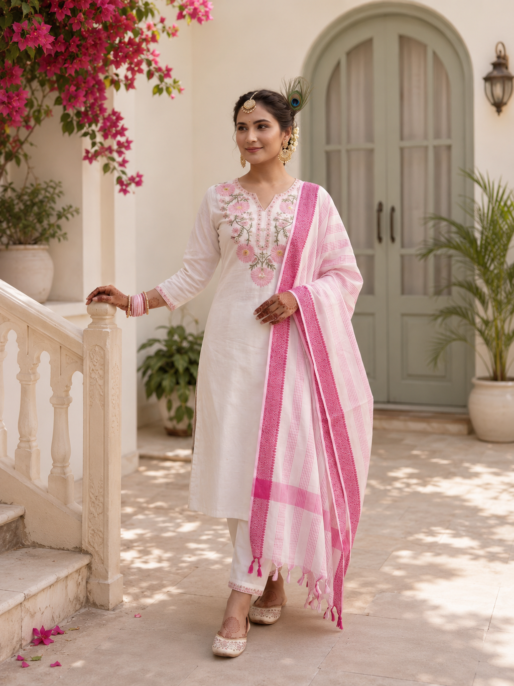 New Designer Premium Pure Khadi Cotton Embroidered Suit Set