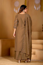 Beautiful Brown Viscose Mango Silk Anarkali Kurti Set
