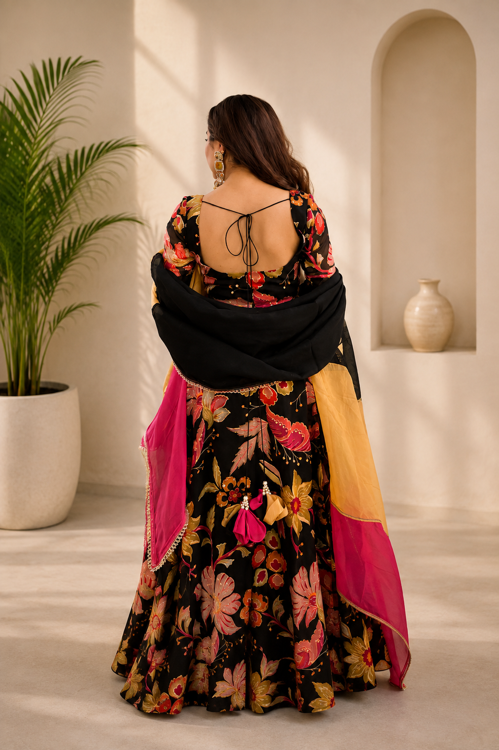 Catchy Bloom Tabby Organza Flared Gown Set