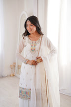 Premium Crunchy Silk Straight Kurta Palazzo Set with Dupatta