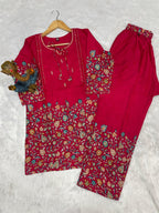 Beautiful Pink Designer Pure Cotton Co-ord Set