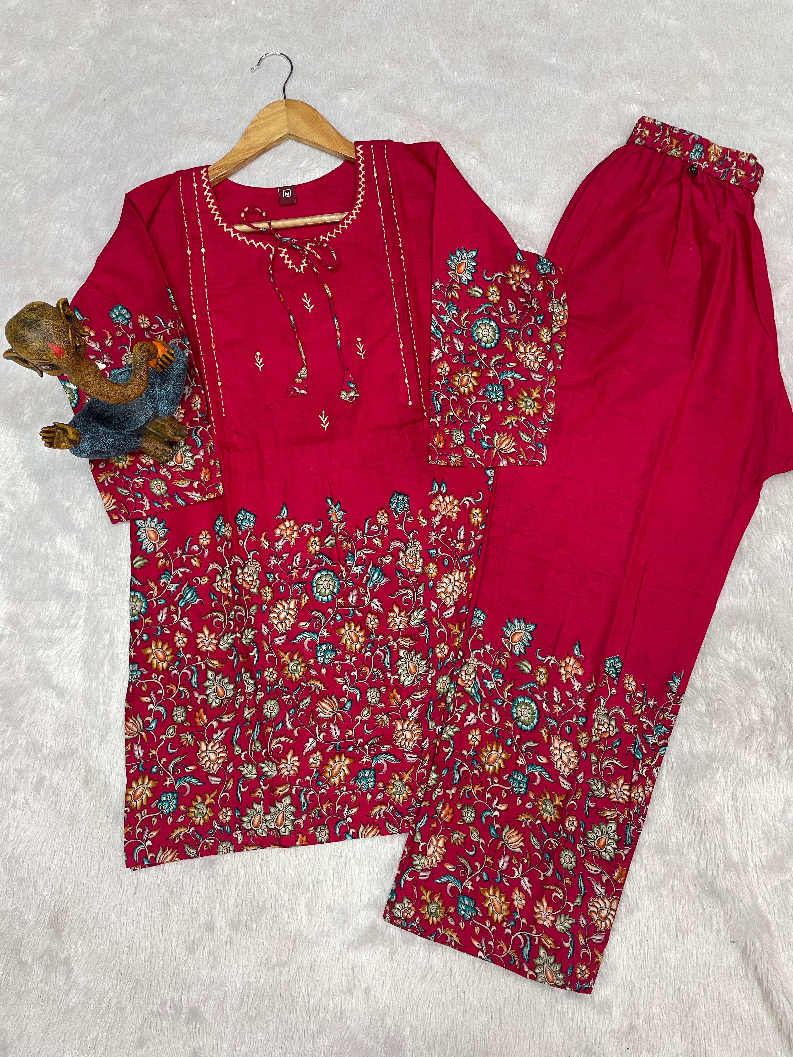 Beautiful Pink Designer Pure Cotton Co-ord Set