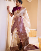 DESIGNER KANJIVARAM SILK SAREE WITH RICH GOLDEN ZARI WEAVING PALLU & BORDER WITH DESIGNER PURE SILK BLOUES