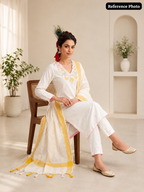 Pure Khadi Cotton Multi-Thread Embroidered Kurta Pant Set with Dupatta