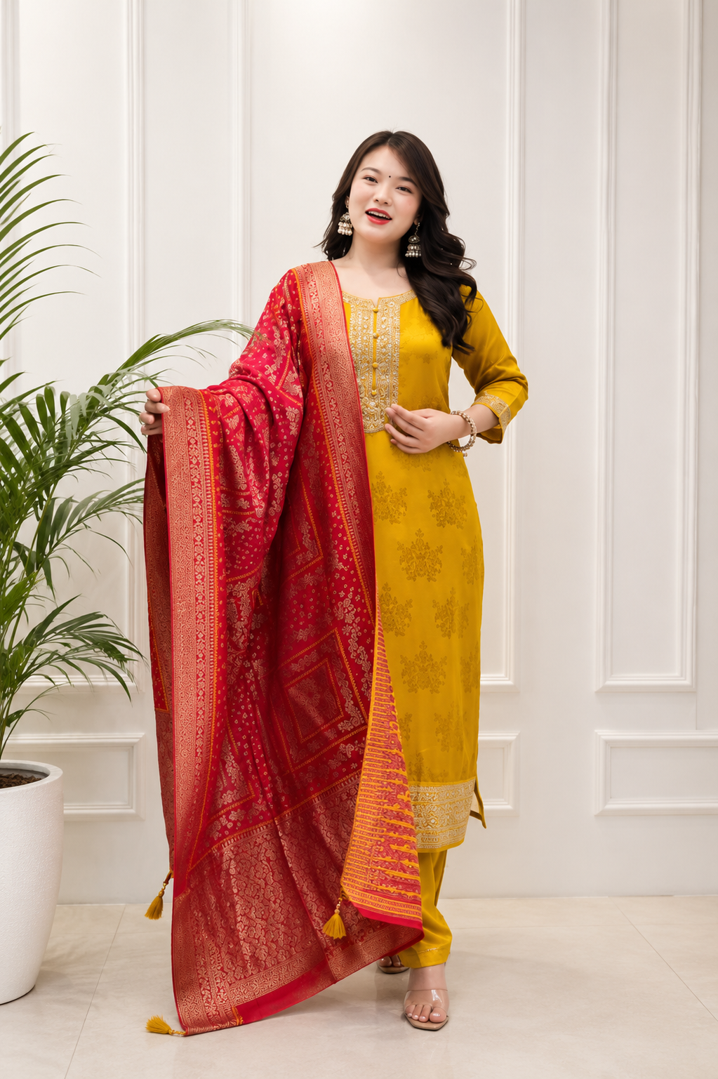 Designer Pure Banarasi Jacquard Weaving Suit Set with Dupatta