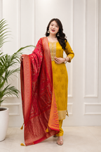 Designer Pure Banarasi Jacquard Weaving Suit Set with Dupatta