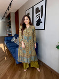 Very Beautiful Natural Crepe Printed Suit Set with A-Line Kurta