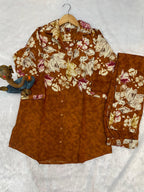 Woman's Designer Cotton Co-ord Set With Floral Print