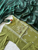 Elegant Green Hand Block Printed Pure Cotton Suit Set