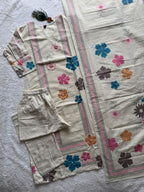 Very Attractive Pure Khadi Cotton Multi-Thread Handwork A-Line Kurta Set