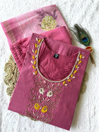 New Designer Light Pink Mul Chanderi Suit Set with Beautiful Hand Work
