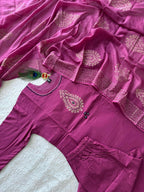 Catchy Rouge Pure Cotton Suit Set With Mirror Hand Work